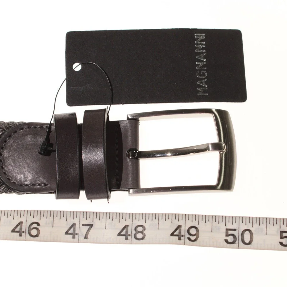 Magnanni NWT Braided Belt Size XL (US 44+) in Gray Knit / Leather Made in Spain